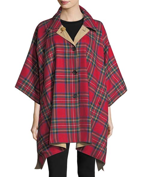 burberry greymere reversible cape coat|Burberry check cashmere cape.